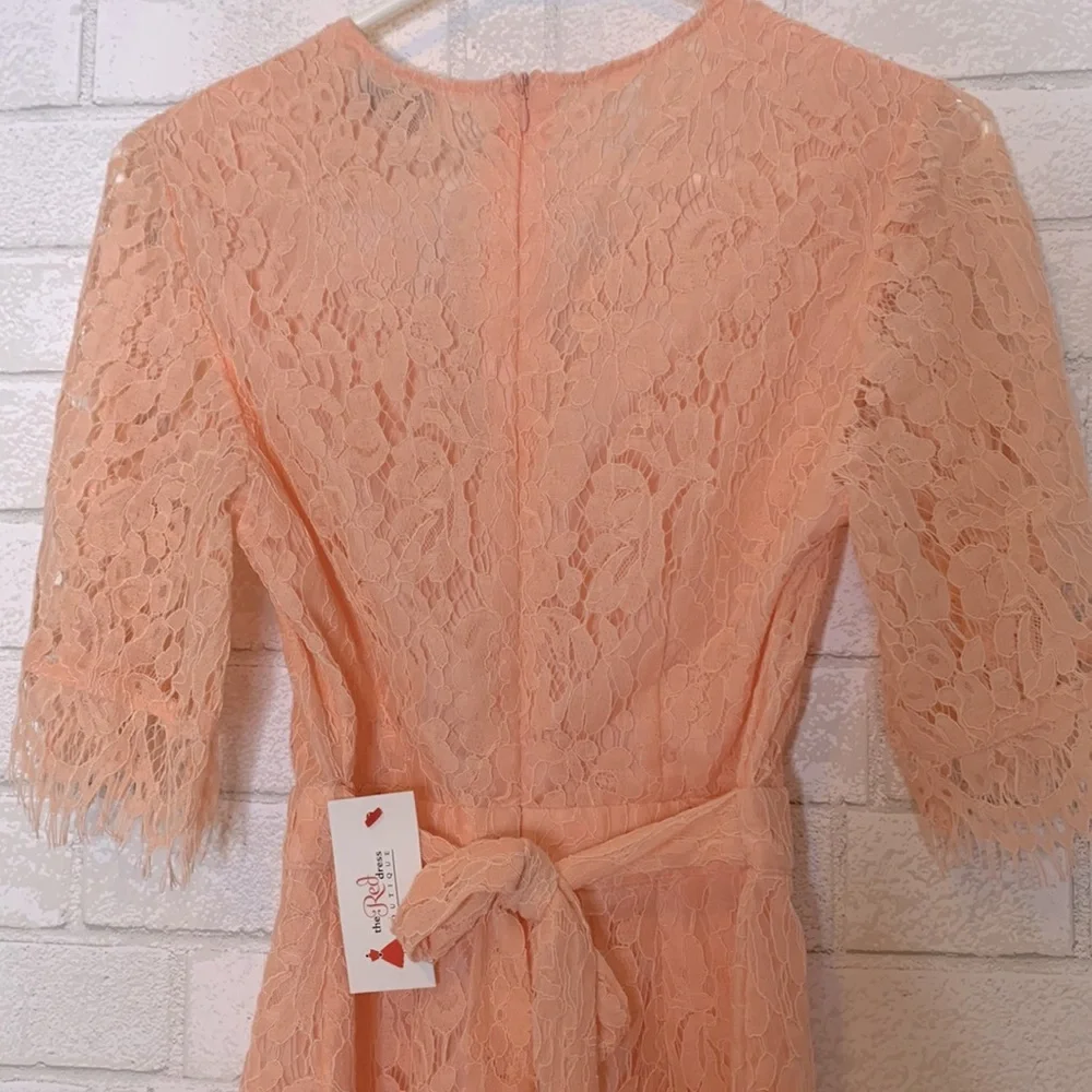 NWT Aura Peachy Pink Lace Romper - Picture 8 of 13